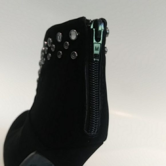 Madeline Girl Black Suede Booties with Rhinestones - Picture 5 of 8
